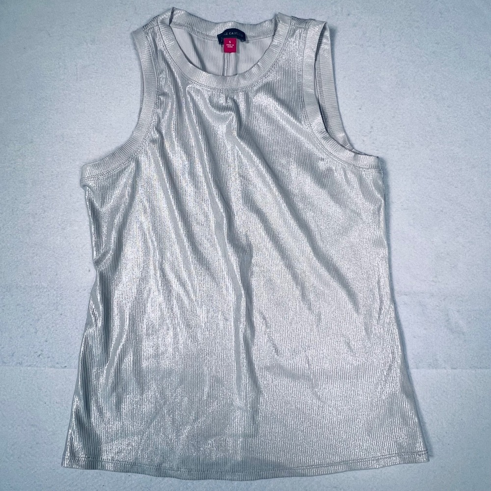 Vince Camuto Metallic Tank Top Womens Small Silver Excellent